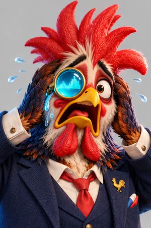 Monsieur Default panicking, hands on his head.